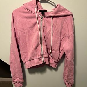 Pink Cropped Zip Up hoodie